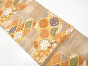 ヱ霞に華紋・古典柄織り出し袋帯